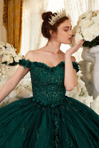 3D-Blumenglitzer-Ballkleid ohne Schultern von Ladivine 15704