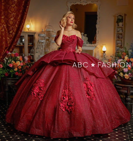 3D-Blumen-Glitzer-Quinceanera-Kleid von Ragazza EV15-615