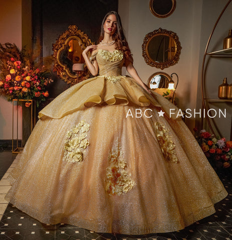 3D-Blumen-Glitzer-Quinceanera-Kleid von Ragazza EV15-615