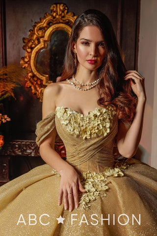 3D-Blumen-Glitzer-Quinceanera-Kleid von Ragazza EV15-615