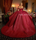 Vestido de festa de quinze anos com glitter floral 3D da Ragazza EV15-615