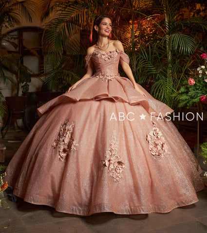 3D-Blumen-Glitzer-Quinceanera-Kleid von Ragazza EV15-615
