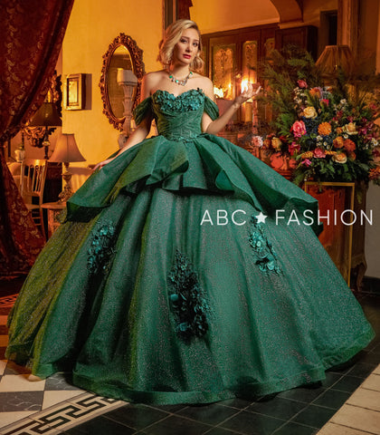 3D-Blumen-Glitzer-Quinceanera-Kleid von Ragazza EV15-615