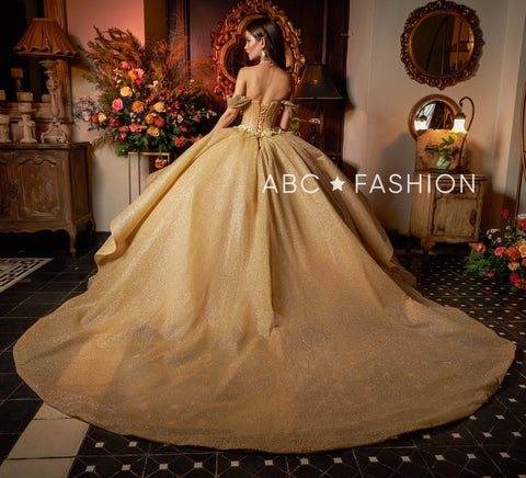 3D-Blumen-Glitzer-Quinceanera-Kleid von Ragazza EV15-615
