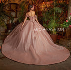 Vestido de festa de quinze anos com glitter floral 3D da Ragazza EV15-615