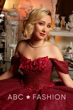 Vestido de festa de quinze anos com glitter floral 3D da Ragazza EV15-615