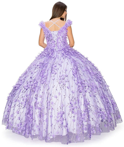 Schulterfreies Ballkleid mit 3D-Blumenmuster von Cinderella Couture 8021J