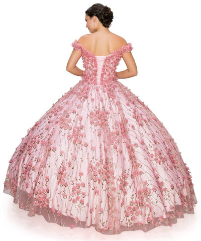 Schulterfreies Ballkleid mit 3D-Blumenmuster von Cinderella Couture 8021J