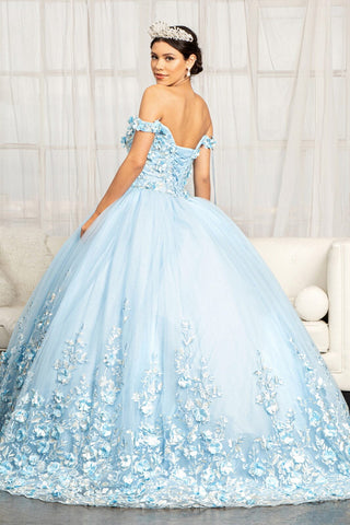 Schulterfreies Ballkleid mit 3D-Blumenmuster von Elizabeth K GL1960