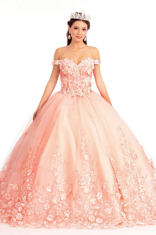 Schulterfreies Ballkleid mit 3D-Blumenmuster von Elizabeth K GL1960