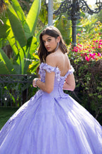 Schulterfreies Ballkleid mit 3D-Blumenmuster von Petite Adele PQ1002