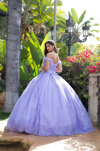 Schulterfreies Ballkleid mit 3D-Blumenmuster von Petite Adele PQ1002