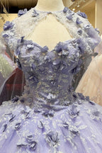 Ballkleid mit schulterfreiem Cape und 3D-Blumenmuster von Elizabeth K GL3179