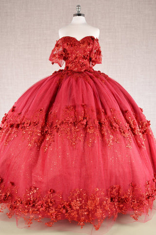 Ballkleid mit schulterfreiem Cape und 3D-Blumenmuster von Elizabeth K GL3179