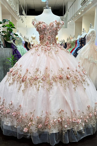 Ballkleid mit schulterfreiem Cape und 3D-Blumenmuster von Elizabeth K GL3179