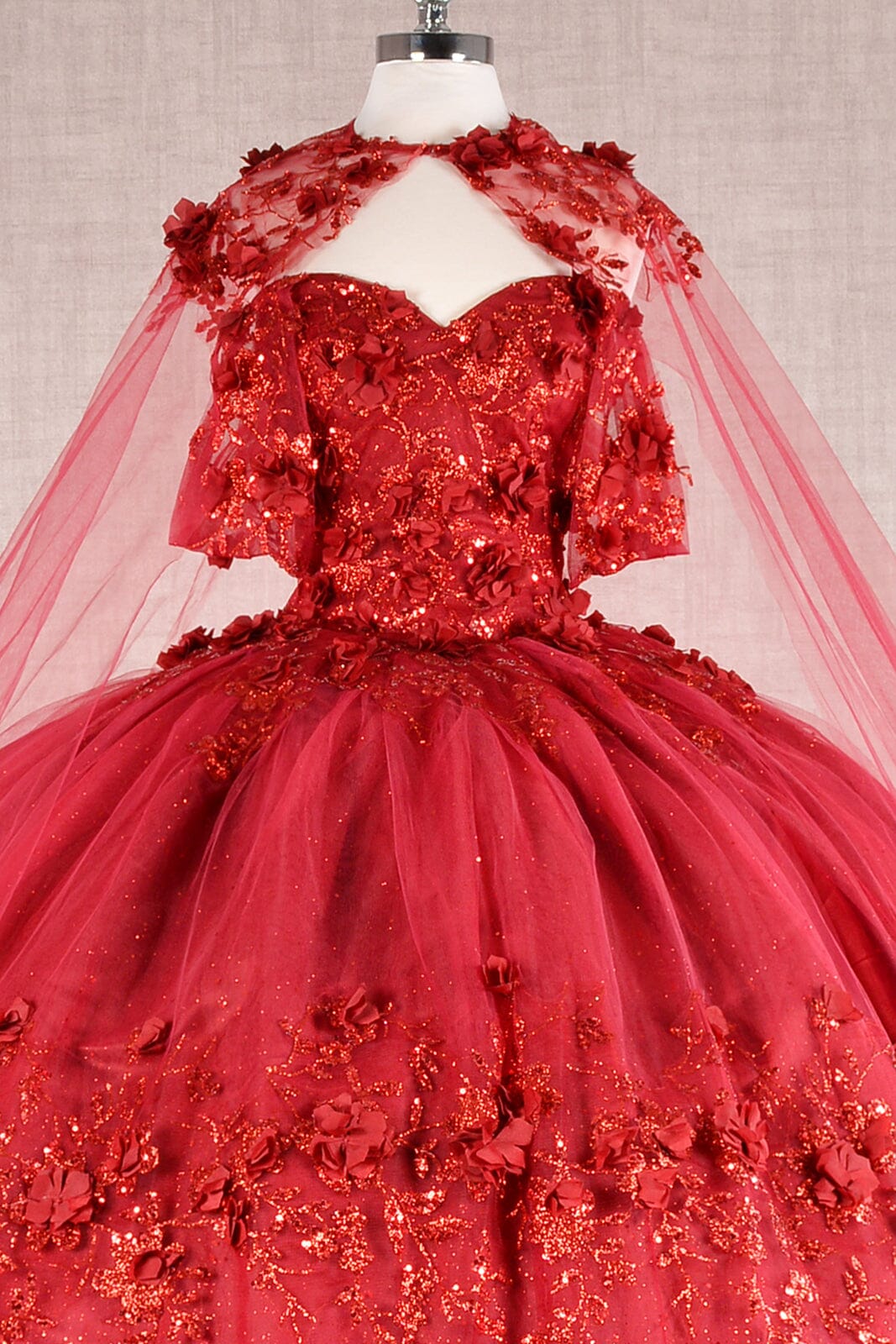 3D Floral Off Shoulder Cape Ball Gown by Elizabeth K GL3179