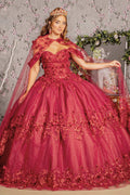 Robe de bal à cape asymétrique à motifs floraux 3D par Elizabeth K GL3179