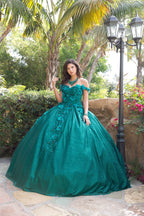 Schulterfreies Ballkleid mit 3D-Blumenmuster von Petite Adele PQ1002