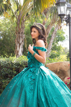 Schulterfreies Ballkleid mit 3D-Blumenmuster von Petite Adele PQ1002