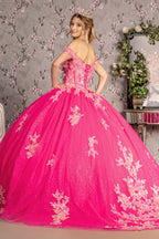 Vestido de baile com espartilho e ombros descobertos com estampado floral 3D da GLS Gloria GL3469