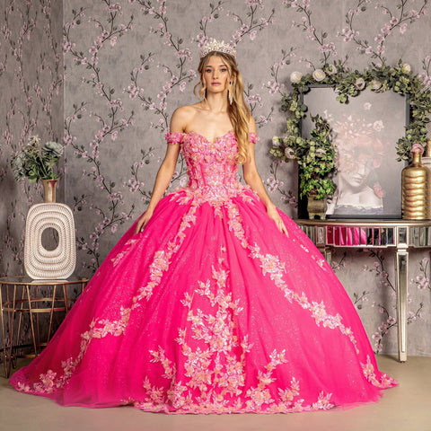 3D-Blumen-Ballkleid mit schulterfreiem Korsett von GLS Gloria GL3469
