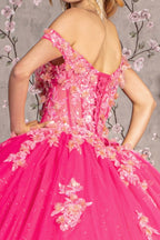 Vestido de baile com espartilho e ombros descobertos com estampado floral 3D da GLS Gloria GL3469