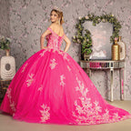 Vestido de baile com espartilho e ombros descobertos com estampado floral 3D da GLS Gloria GL3469
