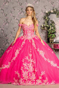Robe de bal à corsage bustier décolleté bretelle tombante à motifs floraux 3D par GLS Gloria GL3469