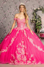 Vestido de baile com espartilho e ombros descobertos com estampado floral 3D da GLS Gloria GL3469