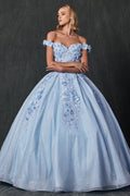 Robe de bal à paillettes à épaule dénudée avec motifs floraux en 3D par Juliet 1433