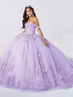 Vestido de quinceanera com decote ombro a ombro e estampado floral 3D da Fiesta Gowns 56467