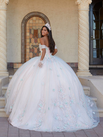 3D-Blumen-Off-Shoulder-Quinceanera-Kleid von House of Wu 26055