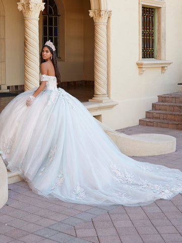 3D-Blumen-Off-Shoulder-Quinceanera-Kleid von House of Wu 26055
