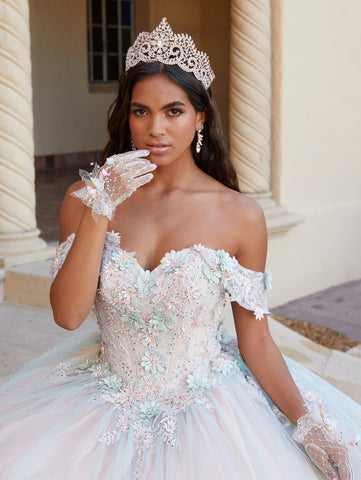 3D-Blumen-Off-Shoulder-Quinceanera-Kleid von House of Wu 26055