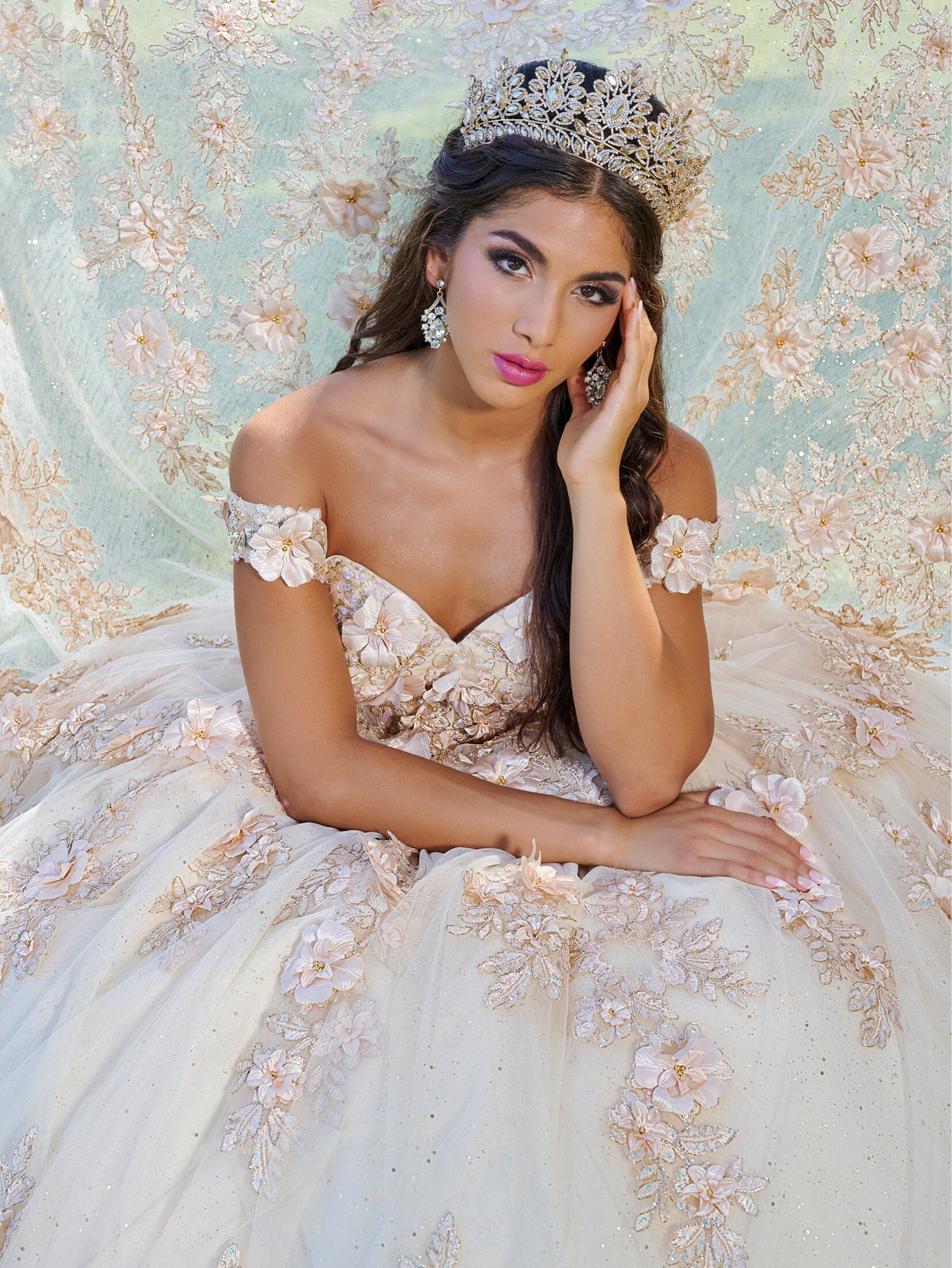 3D Floral Off Shoulder Quinceanera Dress by House of Wu 26073