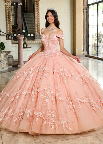 3D-Blumen-Off-Shoulder-Quinceanera-Kleid von Rachel Allan RQ1134