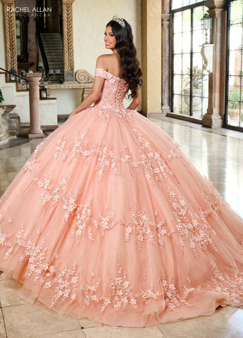 3D-Blumen-Off-Shoulder-Quinceanera-Kleid von Rachel Allan RQ1134