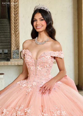 3D-Blumen-Off-Shoulder-Quinceanera-Kleid von Rachel Allan RQ1134