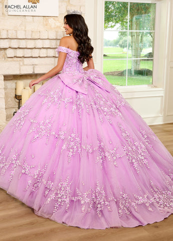 3D-Blumen-Off-Shoulder-Quinceanera-Kleid von Rachel Allan RQ1134