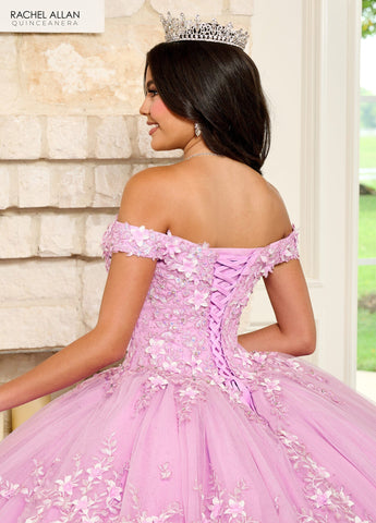 3D-Blumen-Off-Shoulder-Quinceanera-Kleid von Rachel Allan RQ1134