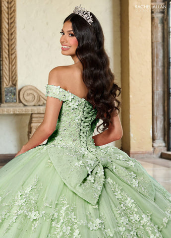 3D-Blumen-Off-Shoulder-Quinceanera-Kleid von Rachel Allan RQ1134