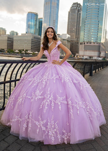 3D-Blumen-Off-Shoulder-Quinceanera-Kleid von Rachel Allan RQ1134