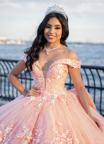 3D-Blumen-Off-Shoulder-Quinceanera-Kleid von Rachel Allan RQ1134