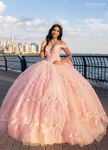 3D-Blumen-Off-Shoulder-Quinceanera-Kleid von Rachel Allan RQ1134