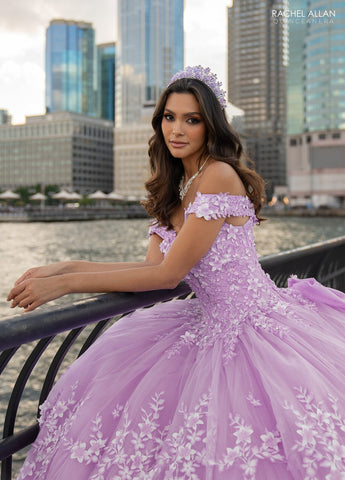 3D-Blumen-Off-Shoulder-Quinceanera-Kleid von Rachel Allan RQ1134