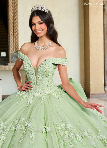 3D-Blumen-Off-Shoulder-Quinceanera-Kleid von Rachel Allan RQ1134