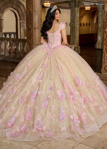 3D-Blumen-Off-Shoulder-Quinceanera-Kleid von Rachel Allan RQ2190