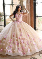 3D-Blumen-Off-Shoulder-Quinceanera-Kleid von Rachel Allan RQ2190