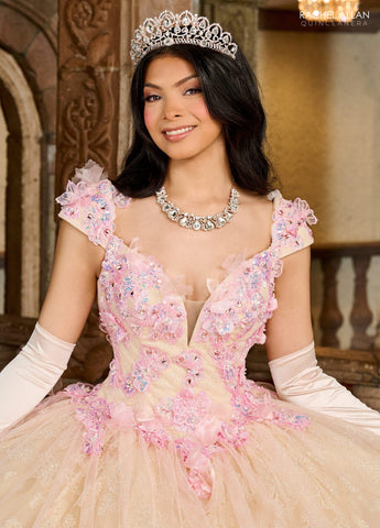 3D-Blumen-Off-Shoulder-Quinceanera-Kleid von Rachel Allan RQ2190