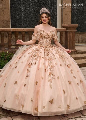 3D-Blumen-Off-Shoulder-Quinceanera-Kleid von Rachel Allan RQ3120